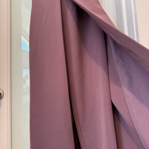 Kay Unger Kiana Crepe Walk-Thru Jumpsuit Maxi Dress Off Shoulder Mauve Sz 4 NWT - Picture 11 of 17